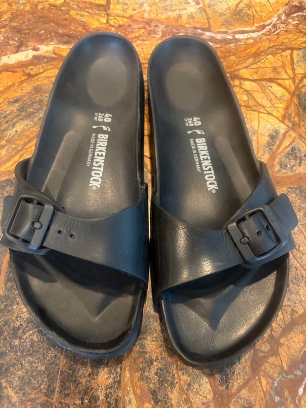 Birkenstock Black Madrid One-Strap Slide EVA Sandals, EU 40